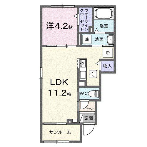 SORA(1LDK/1階)の間取り写真