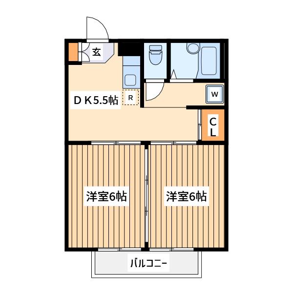 ゴールド フィールド 2(2DK/1階)の間取り写真