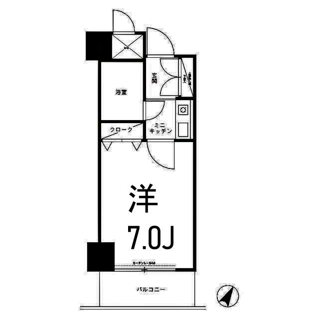 コシノパークサイドビル(ワンルーム/7階)の間取り写真