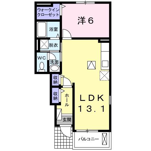 コスモグレイスC(1LDK/1階)の間取り写真