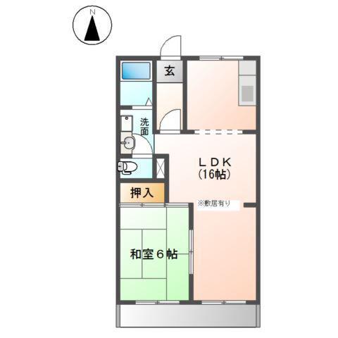 リバーサイド政和(1LDK/1階)の間取り写真