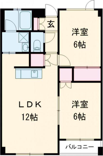 バーニーズブルー(2LDK/2階)の間取り写真