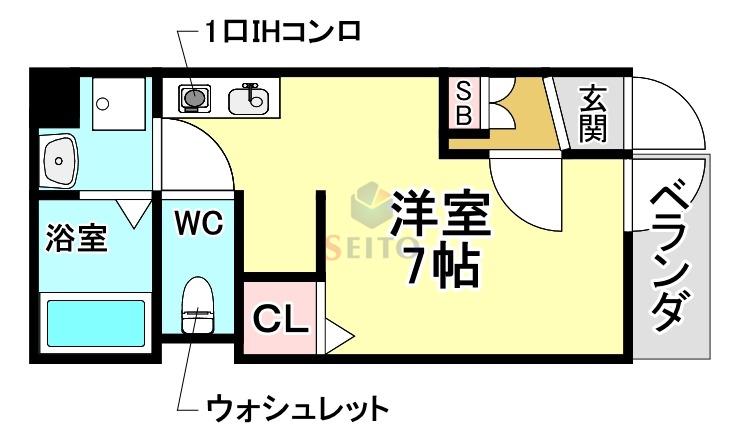 メゾン・ド・ソレイユ服部天神(ワンルーム/3階)の間取り写真