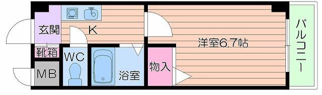 ノルデンハイム上新庄2(1K/6階)の間取り写真