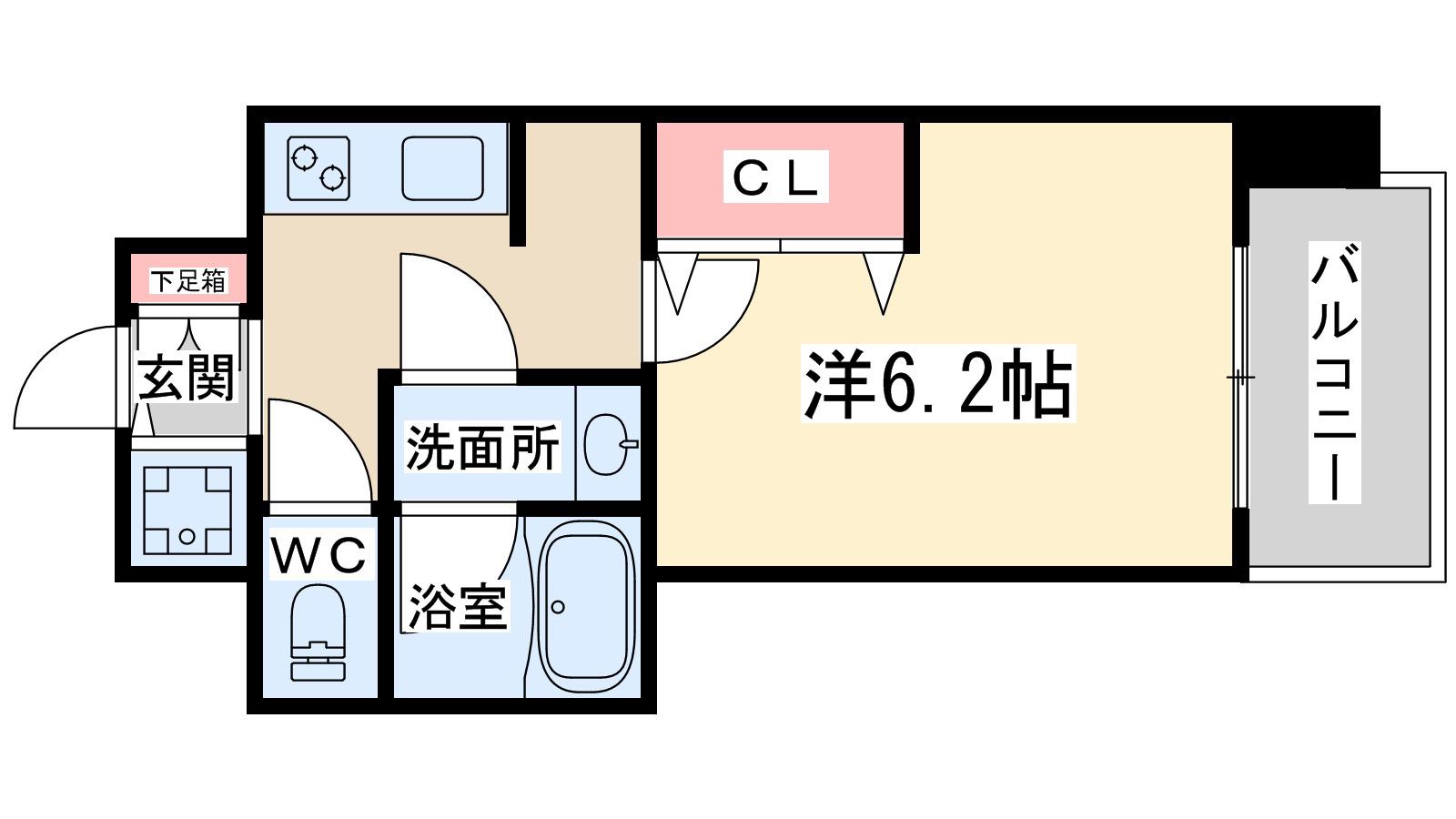 アクアプレイス梅田3(1K/8階)の間取り写真