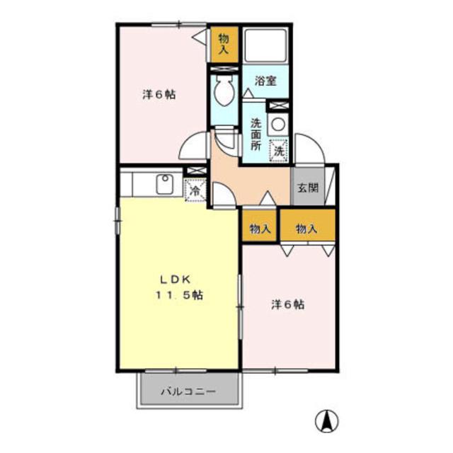 ポルックス(2LDK/2階)の間取り写真