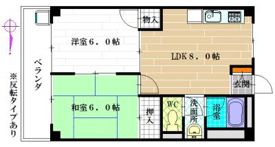 ストークマンション八尾(2DK/2階)の間取り写真
