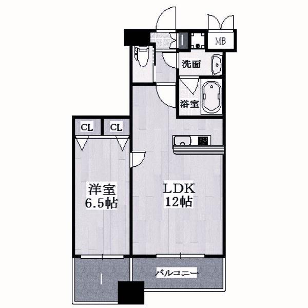 プレジオ西宮(1LDK/3階)の間取り写真