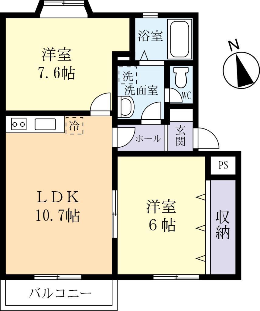 パインウッド(2LDK/1階)の間取り写真