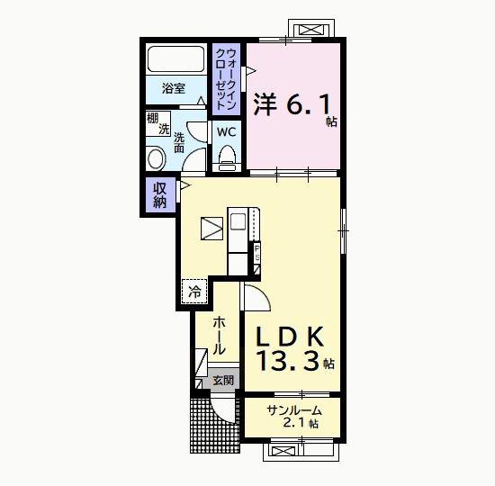 エクセレント アークII(1LDK/1階)の間取り写真