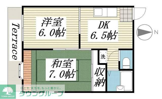 ドエル柏M(2DK/1階)の間取り写真
