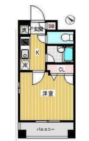 オリオ池尻大橋(1K/6階)の間取り写真