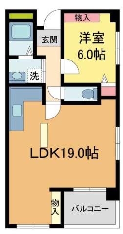 アウフヘーベン東宝塚(1LDK/4階)の間取り写真