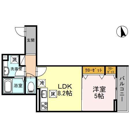 グラナーデ白子(1LDK/1階)の間取り写真
