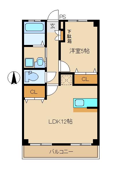 エスペランサミナミ(1LDK/2階)の間取り写真