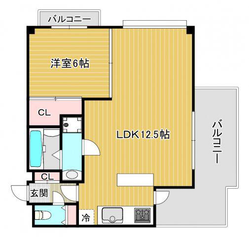 メロディハイム野田阪神(1LDK/6階)の間取り写真