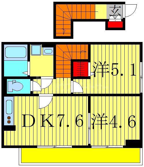 セレスティア北小岩(2DK/2階)の間取り写真