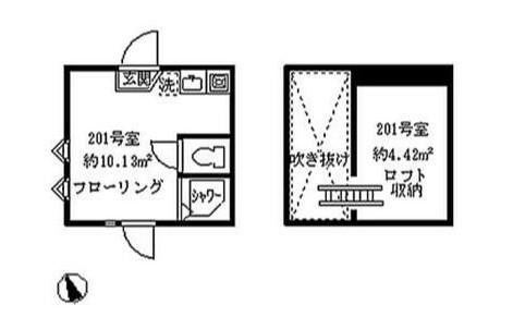 フェリスポメロ(ワンルーム/2階)の間取り写真