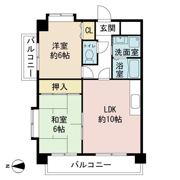 それいゆ(2LDK/2階)の間取り写真