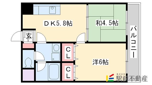 パールコート春日原(2DK/4階)の間取り写真