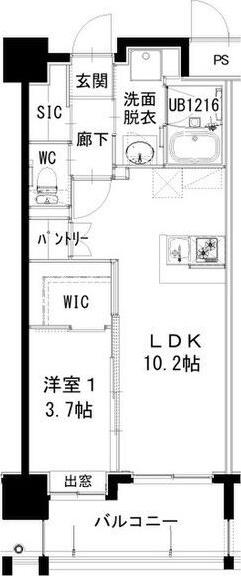 ヒルクレスト片野グランデI(1LDK/7階)の間取り写真