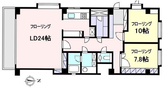 ベイベリー自由が丘(2SLDK/2階)の間取り写真