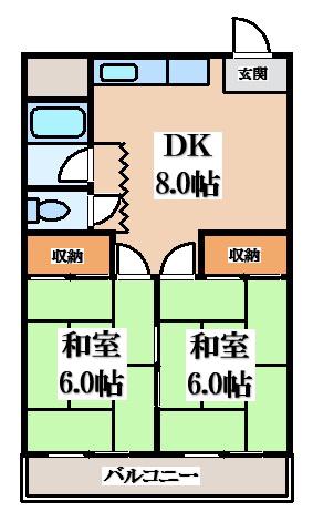 メゾン深野(2DK/2階)の間取り写真