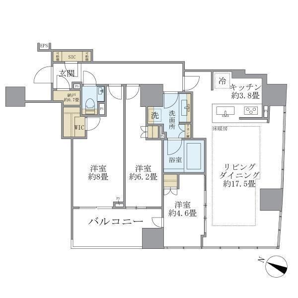 ブリリア二番町(3LDK/16階)の間取り写真