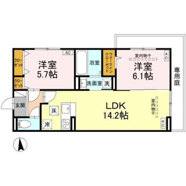 ティアラ(2LDK/1階)の間取り写真