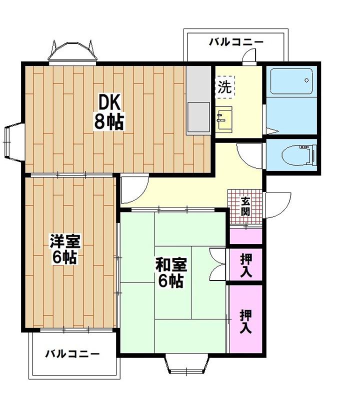 メゾンGP(2DK/1階)の間取り写真