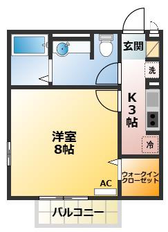 プリムローズ(1K/2階)の間取り写真