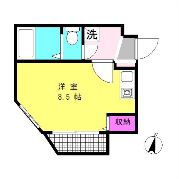 ベレールたまプラーザ(ワンルーム/4階)の間取り写真