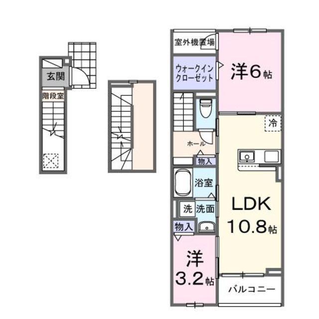 ヒカルサ狭山広瀬台ノース(2LDK/3階)の間取り写真