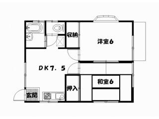 ハイム長瀬III(2LDK/1階)の間取り写真