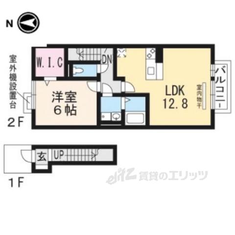 リビングタウン唐崎A棟(1LDK/2階)の間取り写真