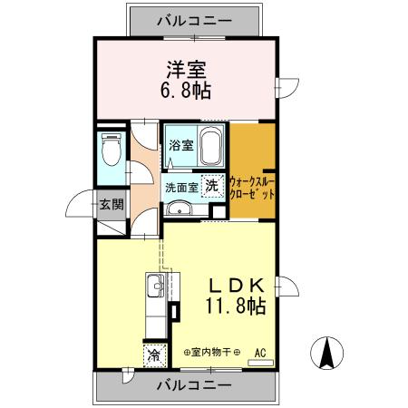 HARANOKIA(1LDK/2階)の間取り写真