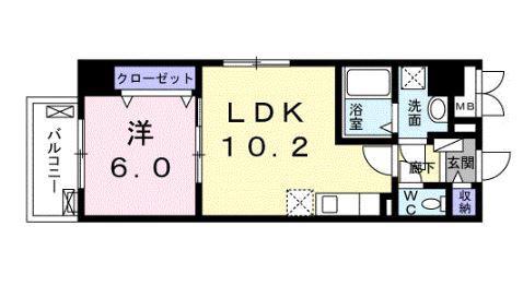 ペニー レイン(1LDK/4階)の間取り写真