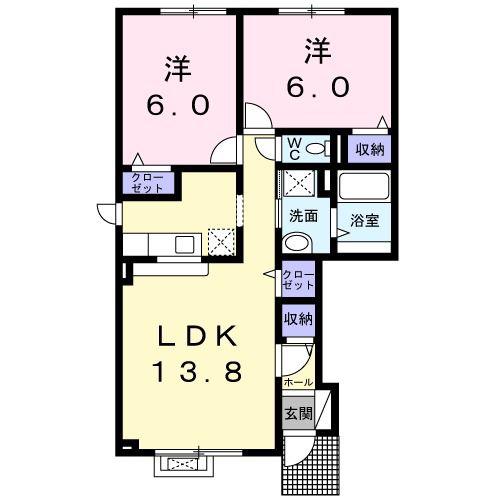 ソレアードII(2LDK/1階)の間取り写真