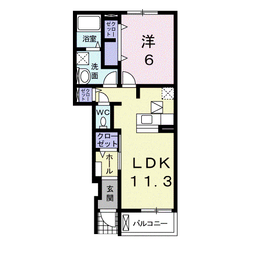 グランドール・SI(1LDK/1階)の間取り写真
