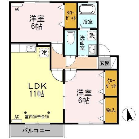 メゾン・フィエルテA/B/C(2LDK/2階)の間取り写真