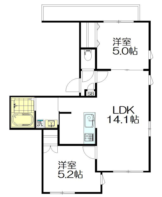 ヴィータ西荻窪(2LDK/3階)の間取り写真