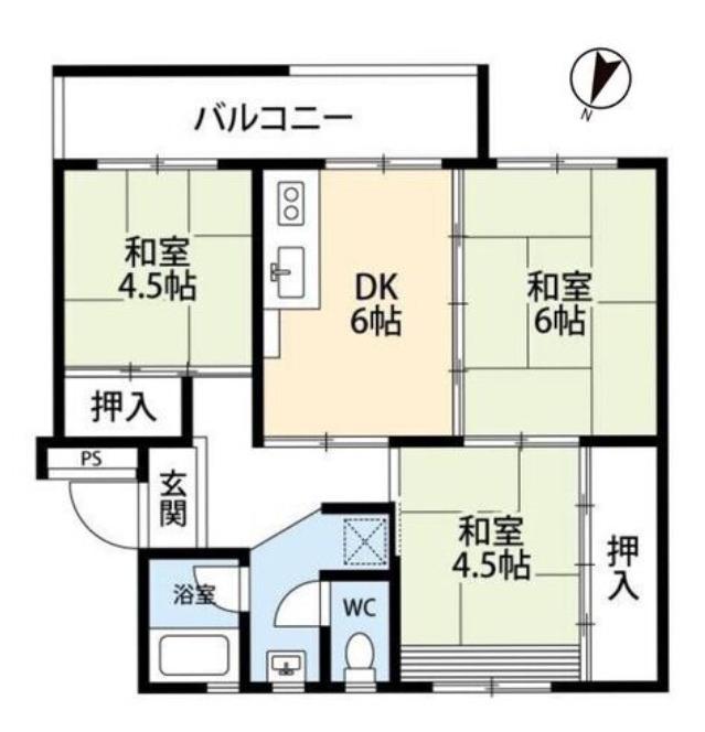 狭山23棟(3DK/4階)の間取り写真