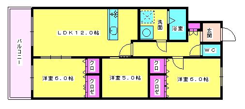 グリーンピュアハイツ(3LDK/3階)の間取り写真
