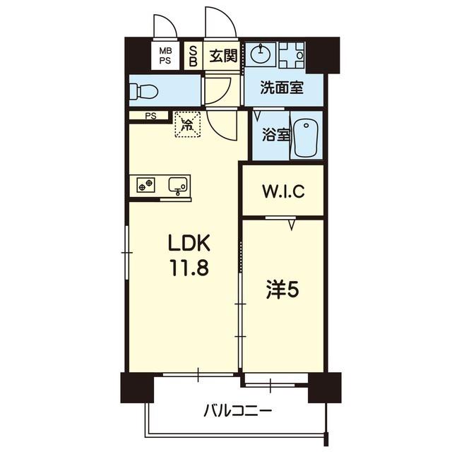 ペルル菊陽(1LDK/5階)の間取り写真