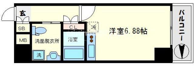 ルネ日本橋ANHELO(ワンルーム/9階)の間取り写真