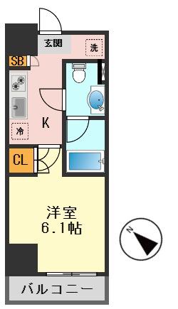 メインステージ新小岩(1K/7階)の間取り写真