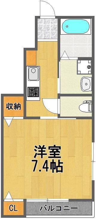 フラットテラス(1K/1階)の間取り写真