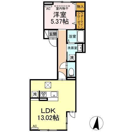 セレスティア土支田(1LDK/1階)の間取り写真