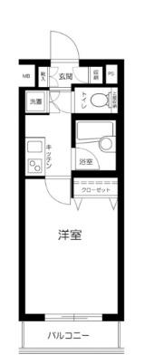 プレールドゥーク西新宿(1K/2階)の間取り写真