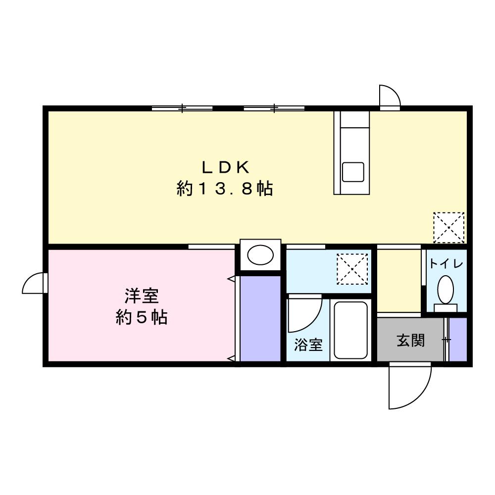 ヴィラA棟(1LDK/1階)の間取り写真